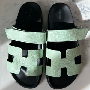 Hermès Chypre Sandals in Vert Jade